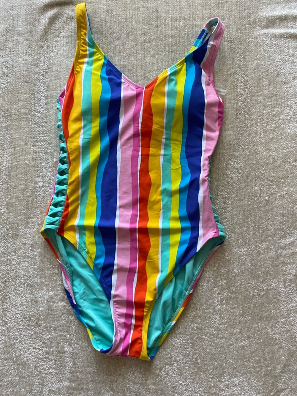 🆕 Bleu Rod Beattie Women's Multicolor Striped One-Piece Swimsuit Size 8